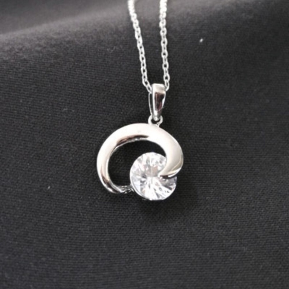 CZ Rhoduim Plated Swirl Necklace